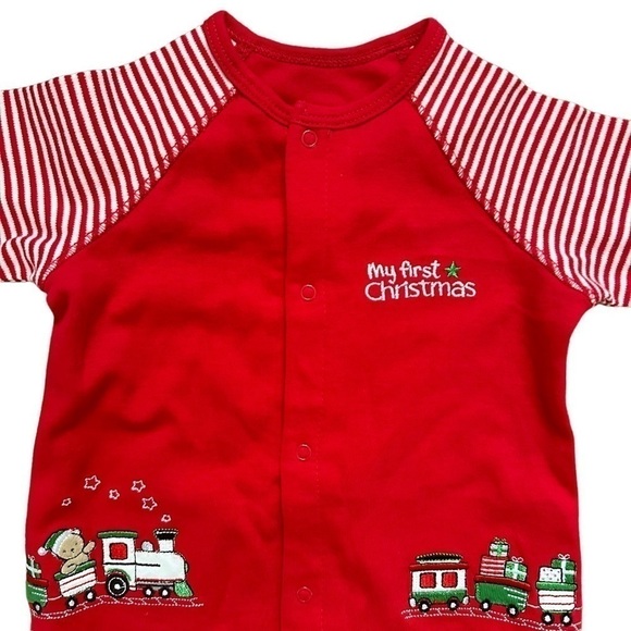 Little Me NEW My First Christmas Embroidered Onesie Size 6 Months - Picture 2 of 8